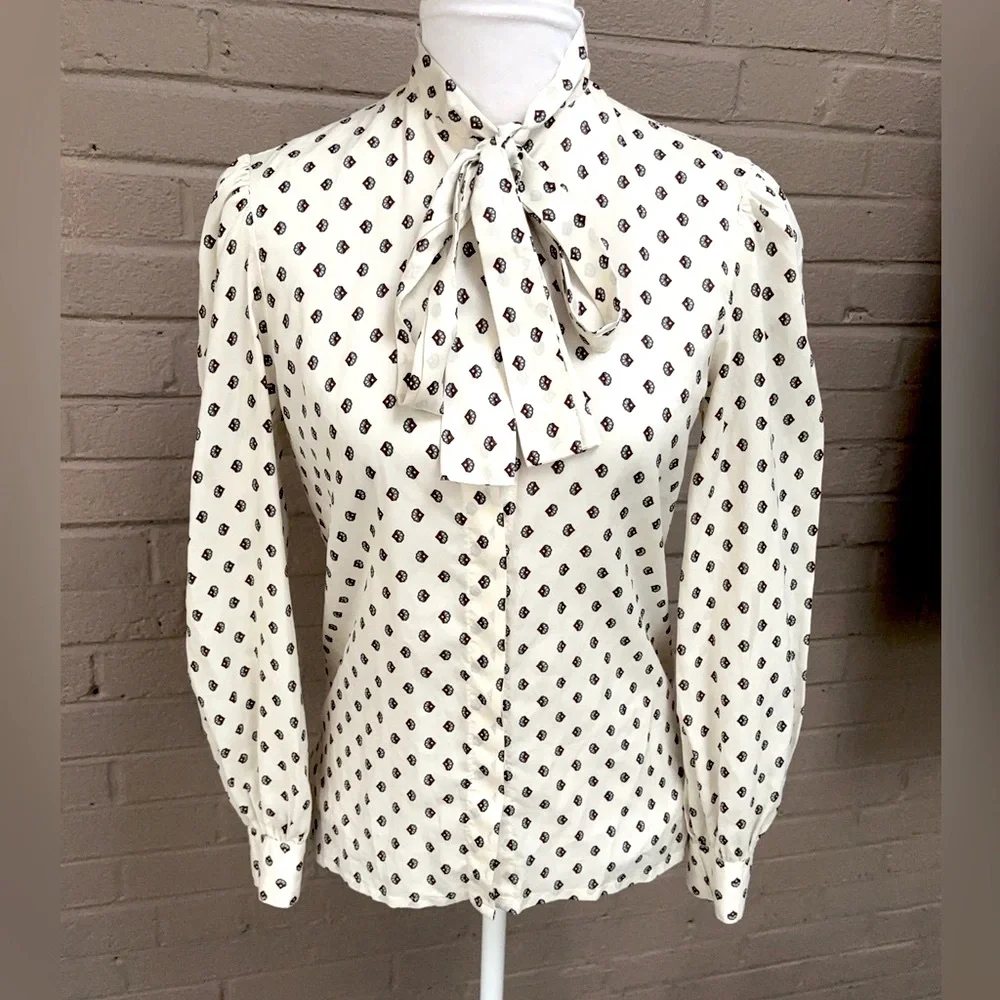 Diane Von Furstenberg Vintage tie neck blouse S